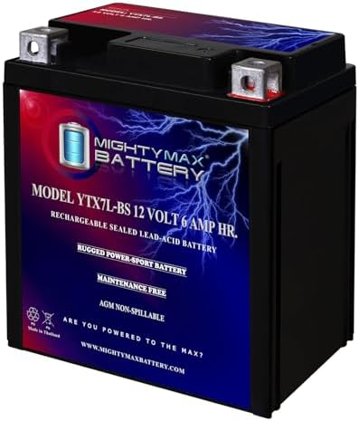 Mighty Max Battery YTX7L-BS -12 Volt 6 AH, 100 CCA, Rechargeable ...