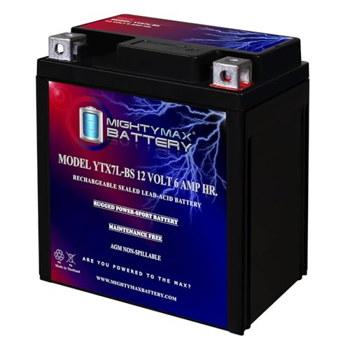Mighty Max Battery YTX7L-BS -12 Volt 6 AH, 100 CCA, Rechargeable Maintenance Free SLA AGM Motorcycle Battery