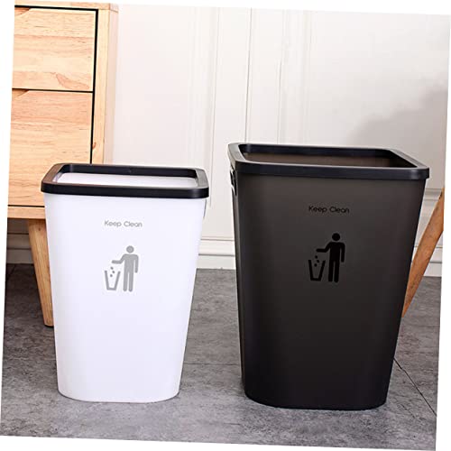 Caneca de basura rectangular blanca de plástico para cocina miniatura 2