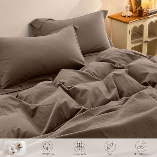 ELIMMO Duvet Cover Set Washed Cotton Embroidered Hem Queen 3‑Pcs by ELIMMO - Used condition - Image 2