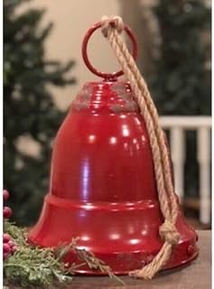 for Primitive Christmas Large Rusty Aged RED Bell Metal Ornament Hanging 13