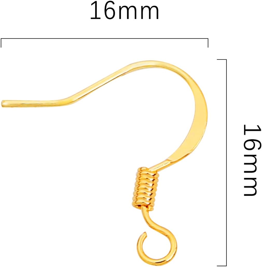 18K Gold Plated Earring Hooks 16x16mm 100pcs for Jewelry Making Findings - Image 2