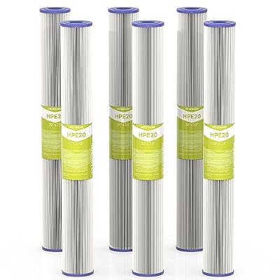 MewMore 20 Micron Whole House Water Filter Cartridge, Pleated Sediment Filters for Well Water, Universal Replacement for Any 20 inch Silm Housings - 20" x 2.5" Cartridges - Pack of 6