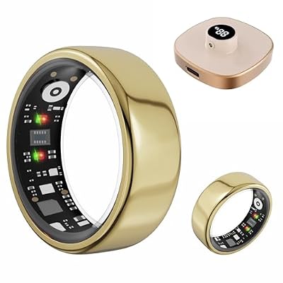 Smart Ring for Women Men Health Ring Fitness Ring Fitness Tracker Sleep Monitor/Heart Rate Monitor/Sports/Pedometer/Calorie for Android iOS with Battery Case Yellowgold 10#