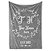 Personalized Wedding Blanket for Couples with Custom Name, Initial, and Date, Cute Decorative Throw for Reception or Anniversary, Soft Plush Housewarming Gift for Friends or Family, (Sherpa 60x80)