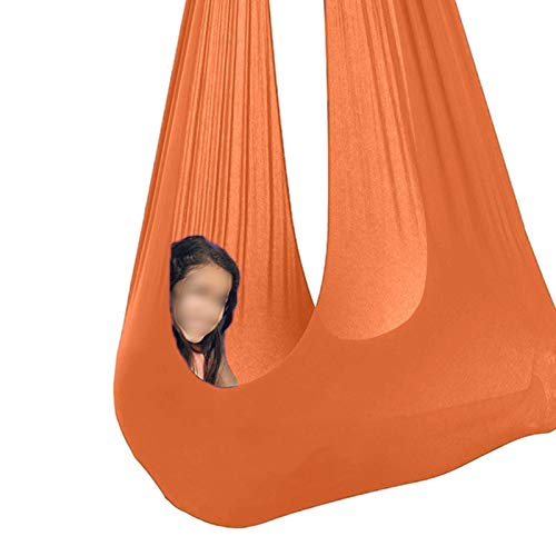 Indoor Therapy Swing for Autismus ADHS Therapie Kuscheln Sensorische Kindertherapie Elastisch Sitzschaukel (Color : Orange, Size : 150x280cm)
