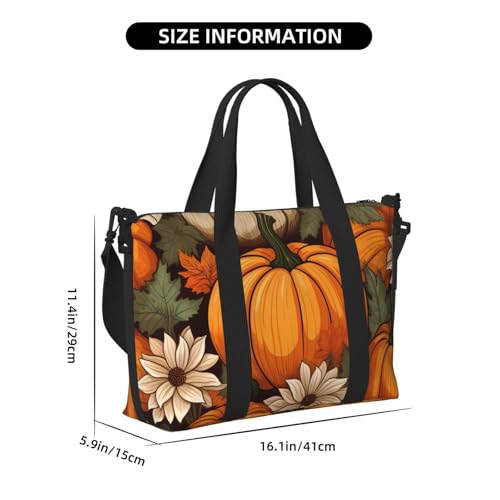 Thanksgiving Pumpkin Travel Duffel Bag Autumn Carry On Tote Bag for Women Large Shoulder Weekender Overnight Bag Sports Gym Bag4