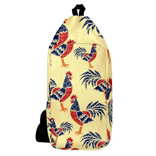 Sac à dos à bandoulière randonnée voyage, sac de sport motif cocks ethnique homme femme
