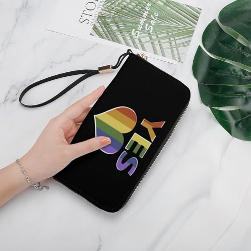 Yes Marriage Equality LGBTQ Leather Wallet Fashion Bifold Purse Long Pouch with Wrist Strap for Men Women4