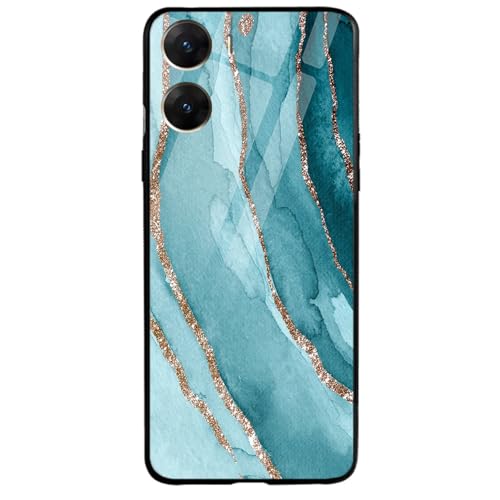 Image of COLORflow Back Cover Compatible with Vivo V29E 5G | Blue Marble Golden Stripes | Shockproof TPU Bumper Cover with Camera Protection Back Cover