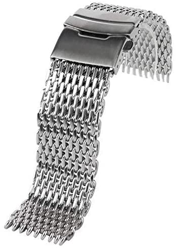 Bracelet montre argent maille acier inoxydable haut de gamme en 18 20 22 24 mm