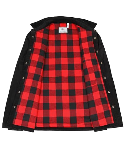 ZENTHACE Men's Corduroy Shirts Jacket with Full Flannel Lined,Snap Button Down Vintage Fall Outerwear Coat,100% Cotton3