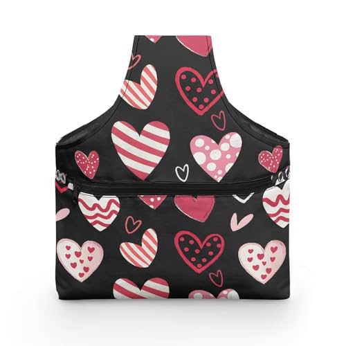Image of KUIFORTI Cute Heart Yarn Bag Knitting Crochet Bag Yarn Storage Bag Organizer Valentines Day Gifts for Women Girls Wrist Bag, Yarn Tote Bags for Crocheting Love Heart Print