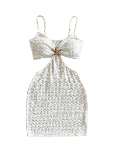 Floerns Women's Boho Knitted Cut Out Bodycon Dress Starfish Decor Backless Cami Mini Dress