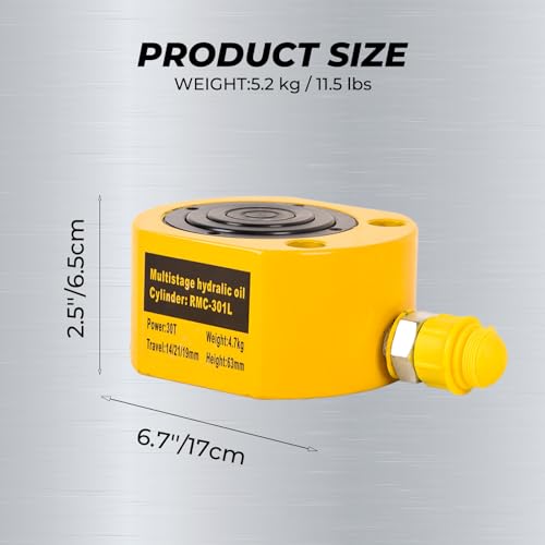 Image of 30T Multi Section Hydraulic Cylinder Jack, 2.12 inch Stroke Hydraulic Ram Jack Lifting Cylinder RMC-301L Mini Portable Power Jack for Shipbuilding, Machinery, Bridge, Construction