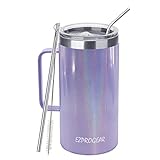 Ezprogear 40 oz Stainless Steel Coffee Mug Double Wall Vacuum Insulated Tumbler with Handle, Lid and...