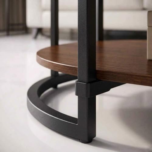Image of NEST NATURE HAVEN Coffee Table for Office, Dining, Tea Room, Center Table for Living Room, Contemporary Simple Cocktail Table with Brown Desktop and Black Metal Frame