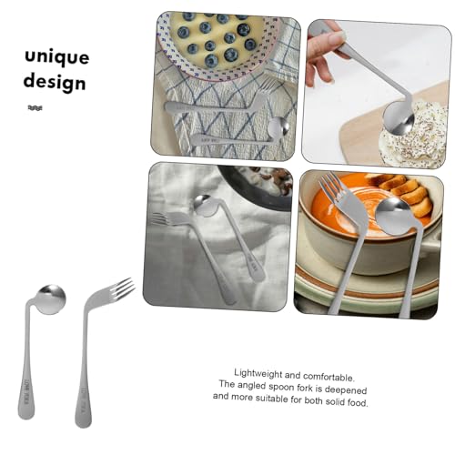 OUNONA 1 Conjunto De Utensílios De Mesa Para Idosos Colher Angular Utensílio Garfo Curvo Colher Angu