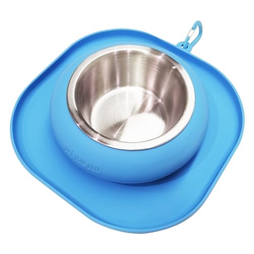 Petyouyou Spill Proof Dog Bowl with a Stainless Steel Bowl, 
