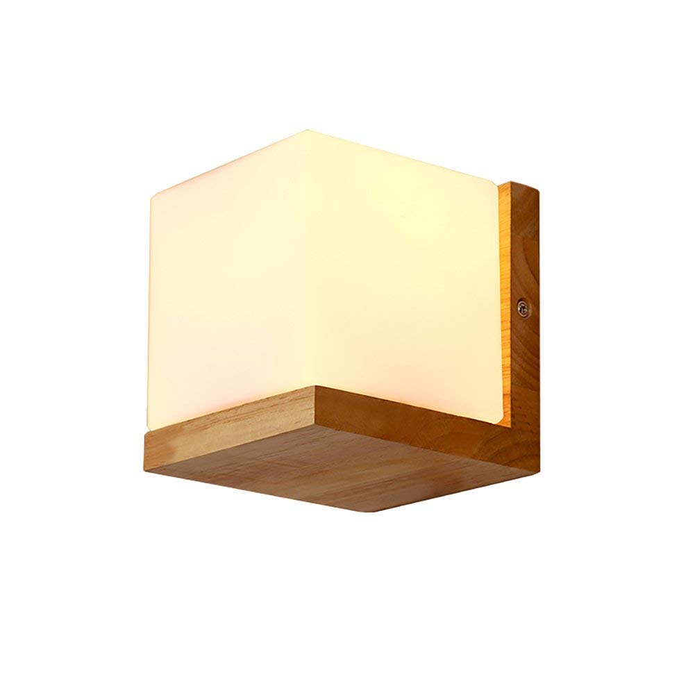 Lámpara de noche para dormitorio E27 con diseño decorativo de madera
