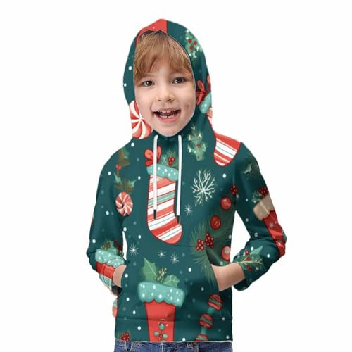 Pull de Noël 3D pour enfant le cadeau idéal avec capuche et poches - 5