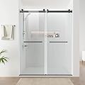 56-60" W x 76" H Frameless Sliding Shower Door, Adjustable Width Glass Shower Door, Soft-Close, 5/16" (8mm) Clear Tempered Glass with Explosion-Proof Film (Matte Black, 60" W x 76" H)