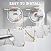LXBNI No Hook Gold White Striped Shower Curtain with Snap in Liner Set - Hotel Shower Curtain and Liner Set with See Through Mesh Top Window,Machine Washable, 71x74 INCH