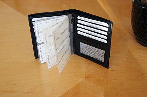 Ag Wallets Men's Lambskin Leather European Multi-Card Bifold Wallet Hipster Black #TOP2