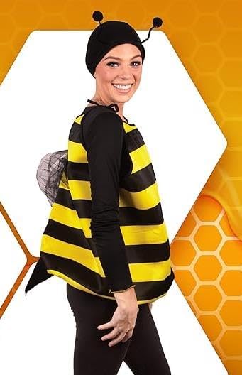 Adult Bee Halloween Costumes Adjustable Striped Camisole with Tentacle Head Piece Set Cosplay Party Outfit - Image 7