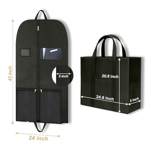 Garment Bag for Men, Professional Black Suit Carrier for Sales Executive, Tri Fold Suit Bag with Shoe Compartment, ID Window, Travel Garment Bag for Men, Office Trips, Hotels, Client Meetings, Flights by CYD - Image 2