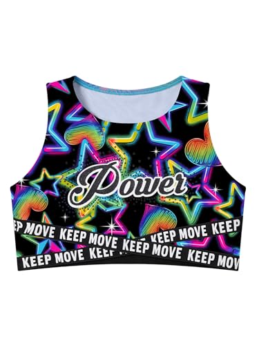 YEAHDOR Kids Girls Crop Tops Print Sleeveless Vest Gymnastics Dance Bralette Tops Workout Yoga Sport Vest3