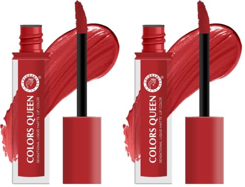 Image of Colors Queen Sensational Liquid Matte Lipstick - 7g | Long Lasting, Fade & Transfer Proof Lipstick | Highly Pigmented, Water & Smudge Proof Liquid Lipstick for Women (07 - Valentine) (Pack of 2)