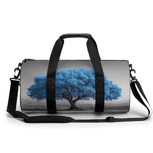 Bolsa de viaje cilíndrica para mujer y hombre con diseño de árbol azul Majestic