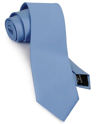 GUSLESON Classic Men's Wedding Ties for Men Silk Dusty Blue Tie Solid 8cm Necktie (0791-29)