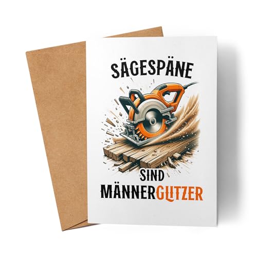 Lilavie-Design Sägespäne Männerglitzer Kreissäge Karte Männlichkeit Handwerker Holz