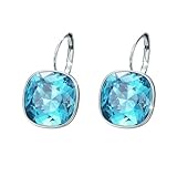 Xuping Valentine's Day Gorgeous Fashion Crystals from Swarovski Huggies Hoop Earrings Women Girl Party Jewelry Mom Gifts(Aquamarine)