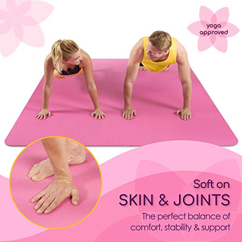 Activegear Extra Large Yoga Mat 10 X 6 Ft - 8Mm Extra Thick, Durable, Comfortable, Non-Slip & Odorless Premium Yoga And Pilates Mat For Home Gym - Pink #TOP3
