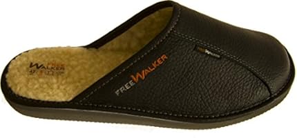 FreeWalker ® | Leder, 100% Schafwolle | Herren Hausschuhe