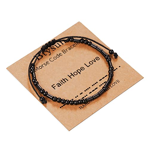 Morse Code Bracelets for Women Inspirational Gifts for Her Adjustable Black Adjustable Braided Men Bracelets Motivational Best Friend Birthday Gifts for Sister Daughter Mom Dad Christmas Jewelry…