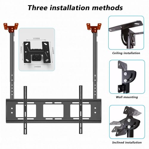 Support TV plafond réglable avec inclinaison double barre robuste - 4