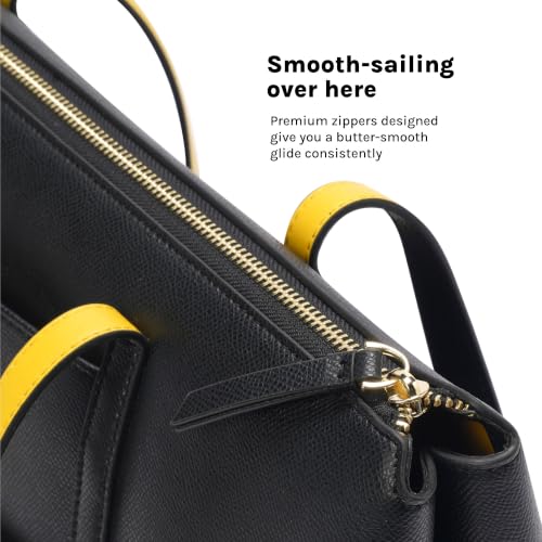 Image of MOKOBARA The Easy Going Tote Bag for Women | Premium Vegan Leather Office Handbag & Laptop Tote | Fits 14 Inch Laptop | Water Resistant Shoulder Bag with Zip Closure