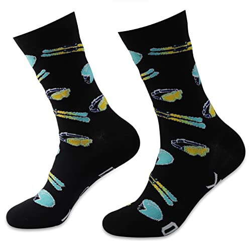 Zjxhpo Skier Crew Sock Skiing & Snowboarding Gift Born To Ski Forced To Work Novelty Sock Skiing Lover Gift (Ski Work Sock) #TOP6