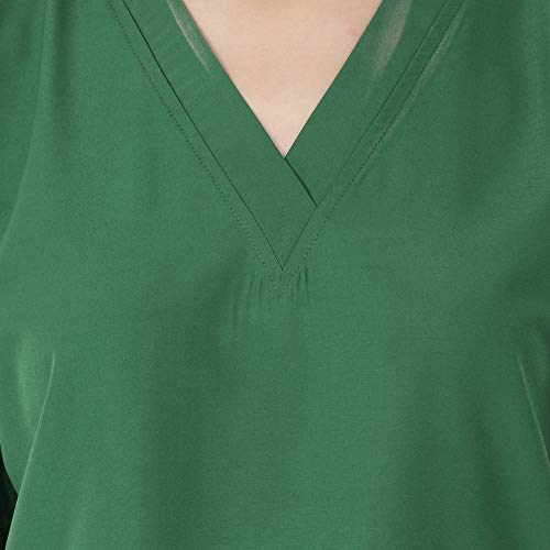 Image of RANK Women's Poly Viscose Scrub Suit for Nurses | Ot Surgical Hospital Medical Lab Scrub Nursing Uniform for Student Doctor and Dentist Size - XL (Hunter Green)