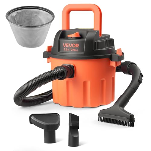 Image of VEVOR Dry Vacuum Cleaner, 2.6 Gallon 2.5 Peak HP Portable Shop Vac with 800W Input Power, Various Nozzles, 1.25in Diameter x 4ft Hose, 9.2ft Cord for Home, Garage, Jobsite, Workshop, Black Orange