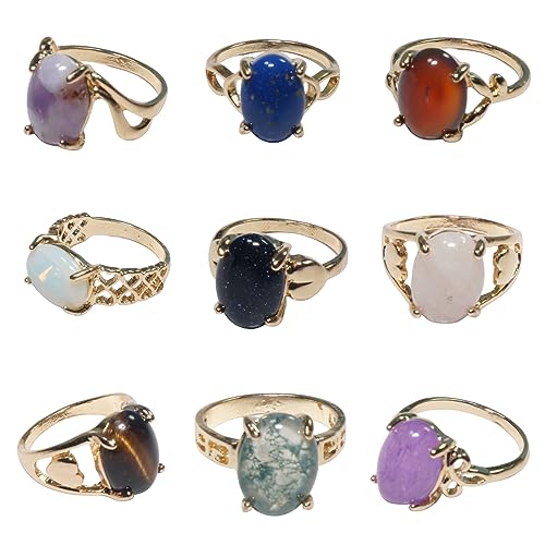 100 Pack of Rings Wholesale for Boutique Items for Resale Bulk Crystal Rings Jewelry Clearance Anillos De Piedras Naturales (Gold 100PCS Pack/Box) (100PCS Gold)3