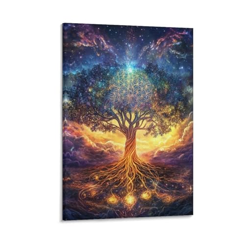 Arbre de la vie murale décoration en toile 50x75cm pour salon