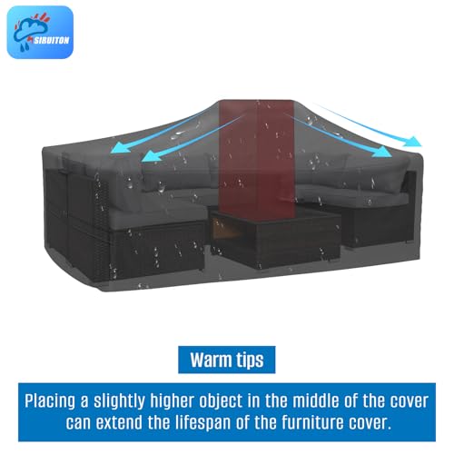 SIRUITON 250x250x90cm Garden Furniture Covers with Air Vent, Waterproof Windproof,Heavy Duty RipProof 420D Oxford Fabric Large Patio Set Cover, Outdoor Table Cover, Square/Rectangular Black - Image 7