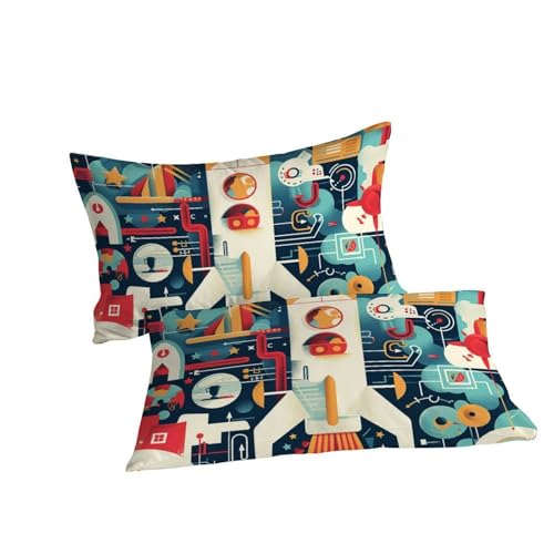 Housse de couette géométrique rocket pour lit enfant super king size avec taies - 7
