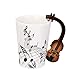 Produktbild Musik-Becher Mit Violine Förmigen Griff Porzellan Tasse Schwarzen Note