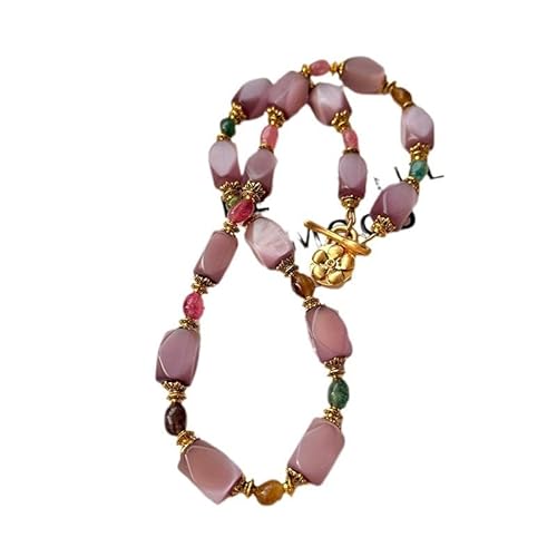 ZYLLCHEN Colar olho de gato vintage rosa roxo grande olho de gato com conjunto de brincos de pulseir